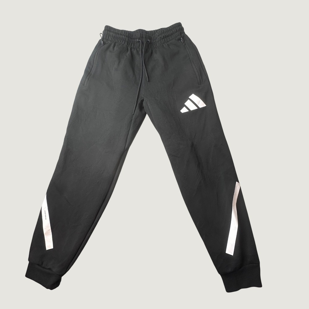 Adidas Jogger Men Small JD5983 Black Graphic Stripe Sportswear Tapered EXCELLENT
